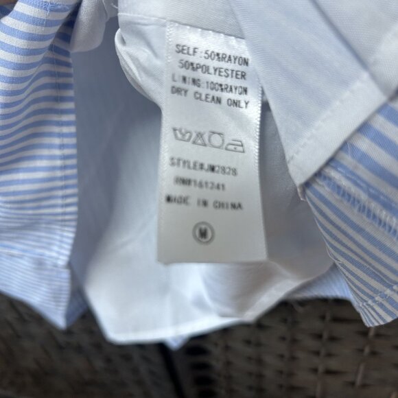 J. Marie Light Blue and White Striped Embroidered Boxy Style Top Size Medium - Picture 4 of 9